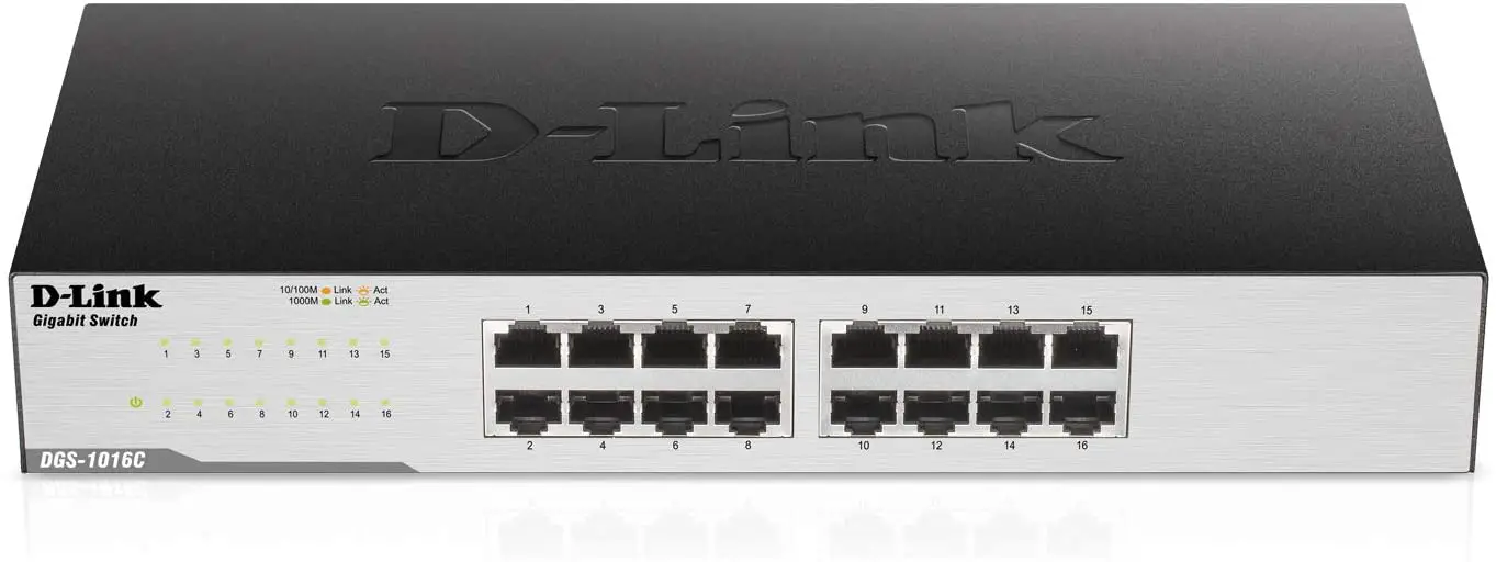 D-Link DGS-1016C 16 Port Gigabit Unmanaged Network Internet Hub Ethernet Switch