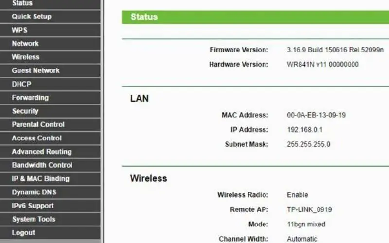 Router Status Page